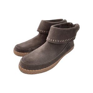 UGG Varney Moccasin Ankle Boot Size 7 Round Toe Contrast Stitch Boho Neutral